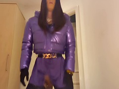 Britannique, Tir de sperme, Gode, Robe, Chevaucher, Satin, Transsexuelle, Maigrichonne