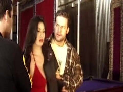 Vintage threesome with cumshot, blowjob, and anal action with busty brunettes and Jack Hammer