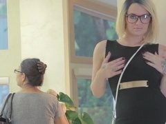 Inked babe Emma Mae strips and rubbs her clit on cam