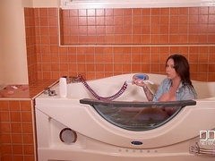 浴室, デカパイ, 巨乳な, 足, フェラする, タトゥー, オッパイの, 双子