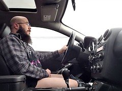 Driving and Stroking my Cock