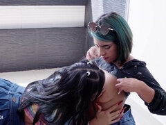 Brunette, Handjob, Latina, Licking, Orgasm, Pussy