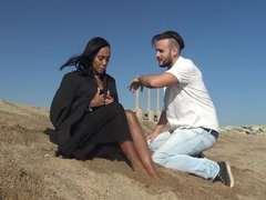 Stranded, Thankful & Horny: Dark Babe Swallows Big Cock