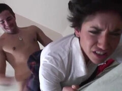 Possessed Brunette Slut Fucked Hard by Altar Boy in Doggystyle