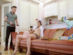 Kennia Lex impales her tiny asshole on his massive cock