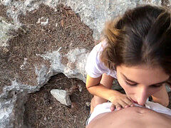 Amateur, Belleza, Mamada, Semen en la boca, Corridas, Al aire libre, Público, Adolescente