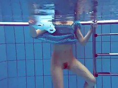 ビーチ, ビキニ, 毛深い, パンティ, ロシア人, 水中