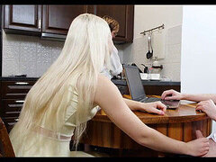 Stepsister, blonde, creampie