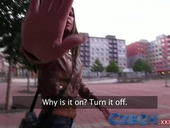 Naughty Czech girl gets creampied on car bonnet for cash