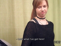 Sexy lassie Alice Klay gets naked and satisfied loan agent like a whore