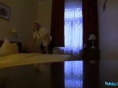 Public agent - real motel cleaner earns monthly cheque for bending over