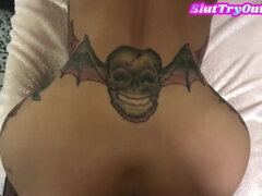 Deepthroat tattooed amateur porn mommy in fishnets POV PORN fuc