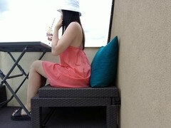 Amateur, Hembra, Masturbación, Orgasmo, Al aire libre, Público, Coño, Solo