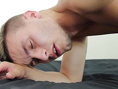 young guy cums on bed