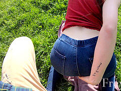 FreyjaRode Public hook-up In the Park With ripped jeans - Pov 4k