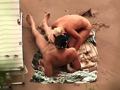 Strand, Blondine, Milf, Ablutschen, Spanner