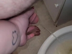 Teacher And Student Morning Pee. Teacher Helps Student
