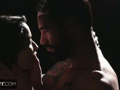 デカパイ, ボンデージ, バック, ハードコア, Hd, なめる, ラフ, 三人