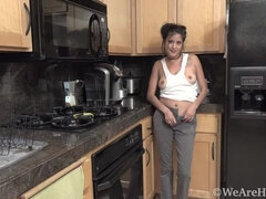 Daniela Flor's Kitchen Masturbation Session with Hairy Pussy