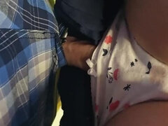 Japanese Subway Sex - Stranger Fucks Teen in Public Train, Cum Drips from Panties