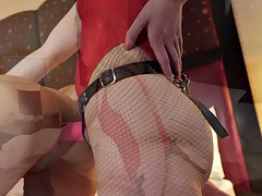 Big ass dominatrix fucks bottom ass with strapon and fingers