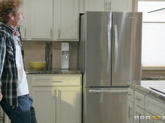 Curly-haired dude Michael Vegas bangs slutty MILF in the kitchen