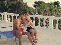 Bianca Resa gets a hard interracial fuck with messy pussy poolside
