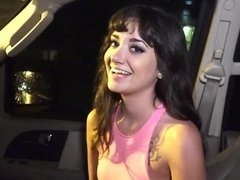 Sweet teen sucking a hard cock by the car