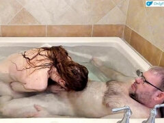 Underwater Bathtub Blowjob POV with Busty Redhead MILF in 4K