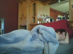 Spying on Stepsister's wet dream, s herself while dreaming