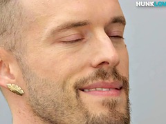 Busty tattooed amateur jerks off solo until he shoots cum