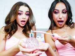 Lola Aiko and Nikki Nicole's double blowjob clip by Step Siblings