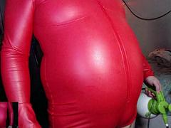 Red Pleather Bodysuit Air Inflation