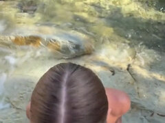 Best Blowjob With Cum On Face And Tits From A Stranger On The Beach
