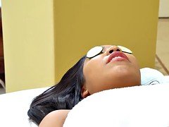 Massage therapist fucks a young guy when his gf dozed off