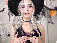 Seductive naughty sorceress enjoys facial and swallows jizz - Eva Elfie
