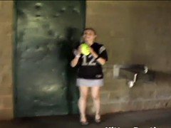 Cute teen football girl Kitty wants to play