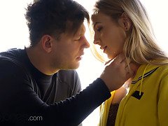 ブロンド, フェラチオ, チン, バック, 足, 怪物, 馬乗り, ロシア人