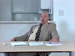 Big titted Friday lifts her skirt for a bush bashing session with a hard pole