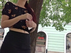 GERMAN SCOUT - SHY REDHEAD NATURAL TEENAGER TALK TO NAIL AT PICK UP CASTING - Antonia sainz