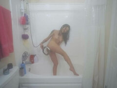 Amateur, Cuarto de baño, Consolador, Masturbación, Solo, Tetas, Juguetes, Mojado