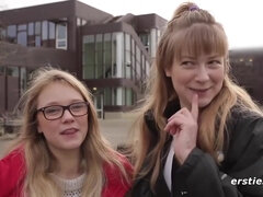 German Girls Enjoy Themselves In A Library In Berlin
