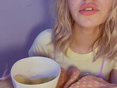 Amateur, Rubia, Británico, Fetiche, Comida, Hd, Adolescente
