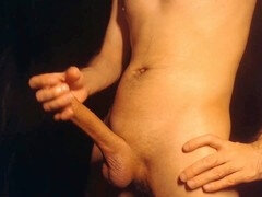 Solo man masturbation, straight big cock, amateur bear