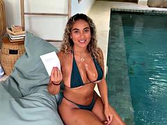 Leie, Grosser schwanz, Grosse titten, Bikini, Blondine, Blasen, Hd, Netzkamera