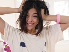 Blasen, Braunhaarige, Spermaladung, Handjob, Pov, Dürr, Jungendliche (18+), Titten