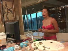 浴室, ビキニ, 黒人, 茶髪の, 彼女, プール, オマンコ, 剃毛