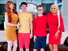 お尻, デカ尻, デカパイ, フェラチオ, バック, グループ, 赤毛, タトゥー