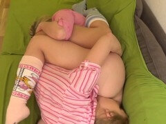Jemma Valentine and Nikky Thorne tribbing passionately in a hot lesbian encounter!
