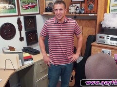Boy undresses in pawn shop and gives blowjob to stranger
